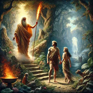 24. Jis išvarė žmogų ir pastatė kerubus su plazdančiu ugniniu kalaviju prie Edeno sodo rytuose, kad saugotų kelią į gyvenimo medį.