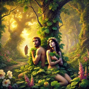 8. Ir išgirdo Viešpaties Dievo balsą, vaikščiojantį sode dienos vėsumoje; ir žmogus ir jo žmona pasislėpė nuo Viešpaties Dievo veido tarp sodo medžių.