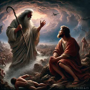 13. Dievas tarė Nojui: „Visų žmonių galas atėjo prieš mane, nes žemė pilna smurto. Aš juos sunaikinsiu kartu su žeme.