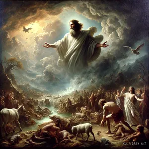 7. Viešpats tarė: „Sunaikinsiu nuo žemės paviršiaus žmones, kuriuos sukūriau, – žmones, gyvulius, roplius ir padangių paukščius, nes gailiuosi, kad juos sukūriau“.