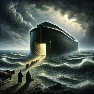 1. Viešpats tarė Nojui: „Įeik tu ir tavo visa šeima į laivą, nes tave vienintelį radau teisų prieš save šioje kartoje.