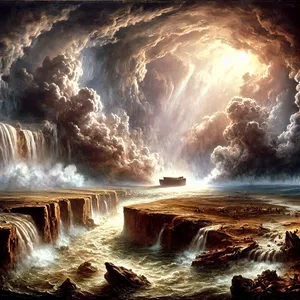 11. Šeši šimtai Nojaus gyvenimo metų, antrąjį mėnesį, septynioliktą mėnesio dieną, tą dieną prasiveržė didžiosios bedugnės šaltiniai, ir atsivėrė dangaus langai.