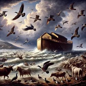 3. Taip pat iš dangaus paukščių po septynis porinius, patiną ir patelę, kad išliktų jų rūšis žemėje.