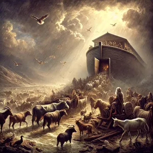 17. Išvesk su savimi visus gyvūnus – paukščius, galvijus ir visus roplius, kurie juda žemėje, kad jie galėtų plisti žemėje ir daugintis.“