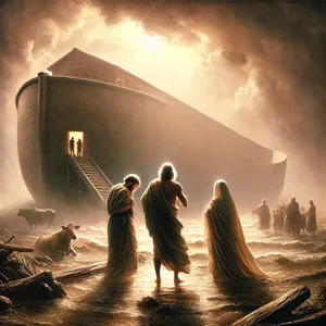 18. Taigi Nojus išėjo, ir kartu su juo jo sūnūs, žmona ir sūnų žmonos.