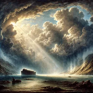 2. Buvo uždaryti gelmių šaltiniai ir dangaus langai, ir lietus nustojo.