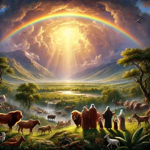 16. Lankas bus debesyse, ir aš jį pamatysiu, kad prisiminčiau amžiną sandorą tarp Dievo ir kiekvienos gyvos būtybės visuose kūnuose, kurie yra žemėje.“